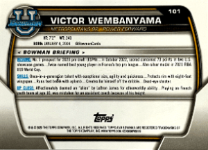 2022 Bowman University Chrome Victor Wembanyama Metropolitans rookie card