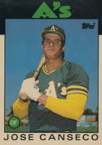 1986 Jose Canseco rookie card Topps Traded Tiffany