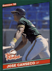 1986 Jose Canesco Donruss "The Rookies" baseball card
